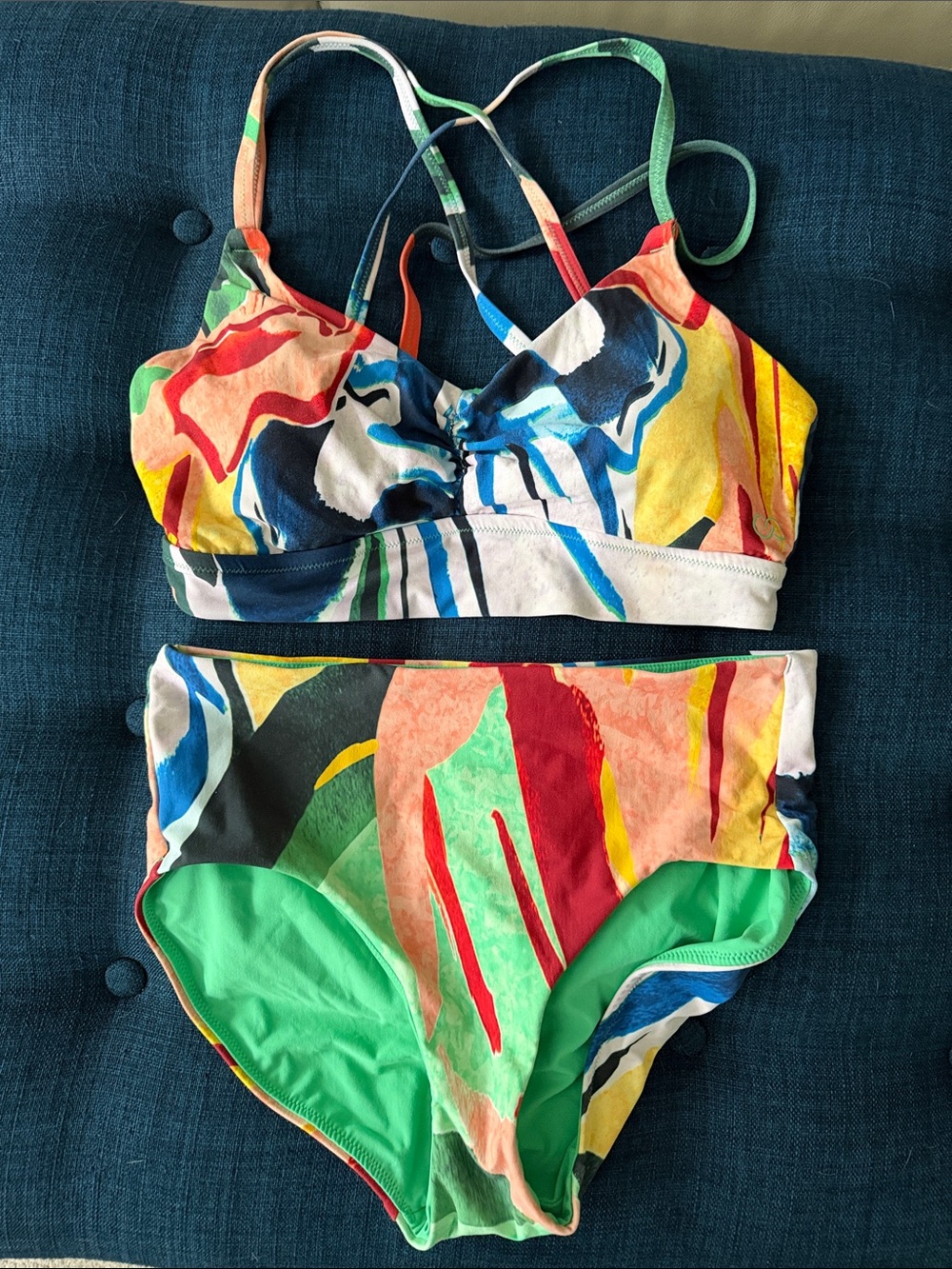 NWOT Calia Colorful Abstract Two-Piece Bikini - women’s size Small